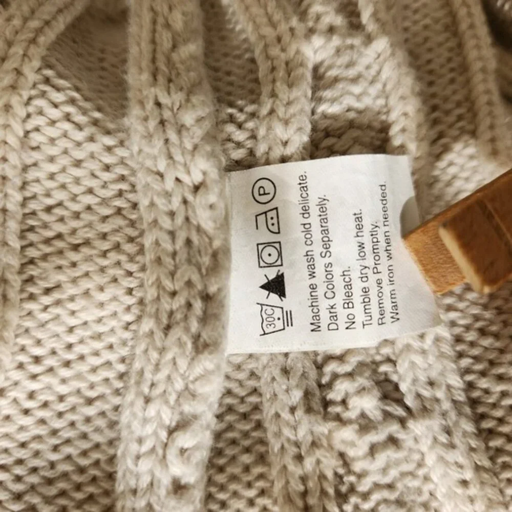 Chaps Beige Cable Knit Cotton Crewneck Men's Sweater Size XL